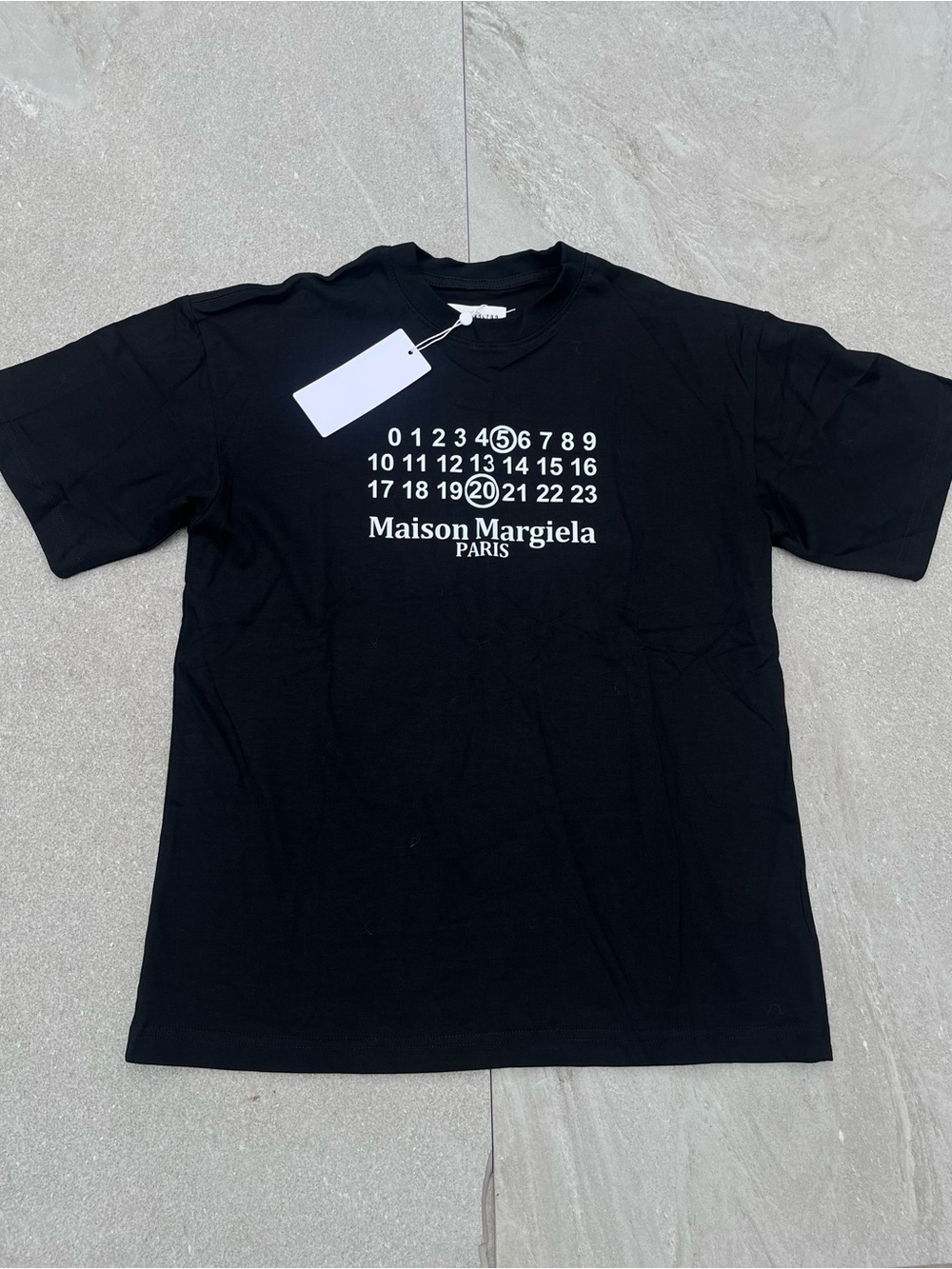 Maison Martin Margiela Black T-Shirt with White Numeric Logo